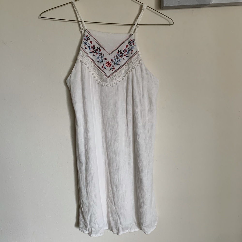 Ivory White Floral Spaghetti Strap Midi Dress